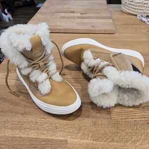 Mark Nason Shogun Nellie Shearling Nuback Leather Lace Up Boots Size 7